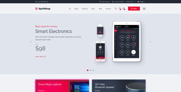 SpiritApp - eCommerce, Website & App Landing Page PSD Template Pack
