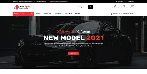 AutoSpeed - Auto Parts and Tools Shop OpenCart Theme