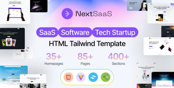 NextSaaS | SaaS, Software, Startup Tailwind Template