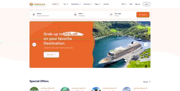 ViaTours - Travel & Tour Agency HTML Template