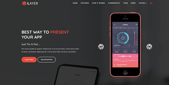 Layer - Responsive App Landing Page HTML Template