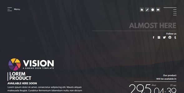 VISION - Creative Template For Coming Soon Page