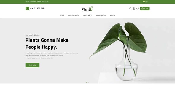 PlantB - Gardening, HomeDecor & Houseplants Shopify 2.0 Theme