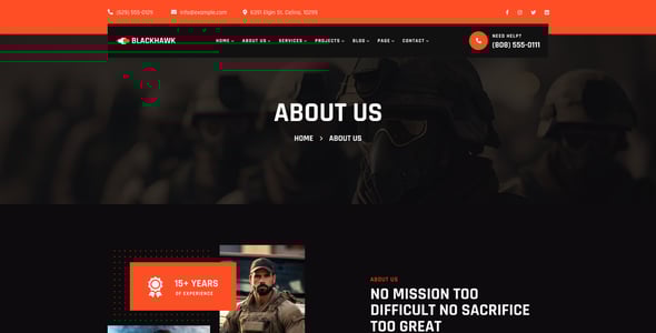 BlackHawak - Military Service React Template