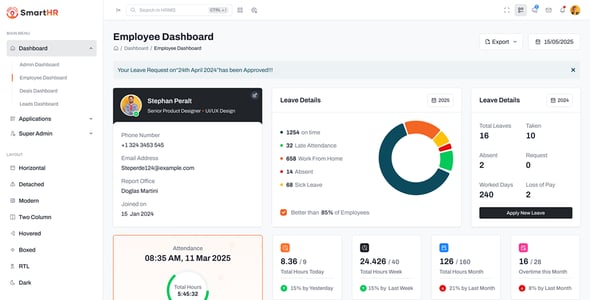 SmartHR - HR & CRM Admin Template with Project Management (HTML, Vue, Angular, Node)
