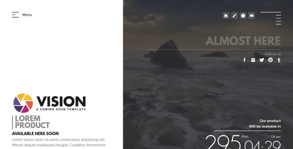 VISION - Creative Template For Coming Soon Page