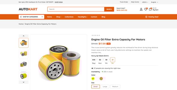 Autokart - Auto Parts and Tools Shop Shopify 2.0 Responsive Theme