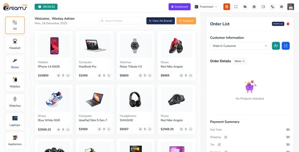 DreamsPOS - POS, Sales Analytics & Inventory Management Dashboard (React, Vue, Angular, Laravel)
