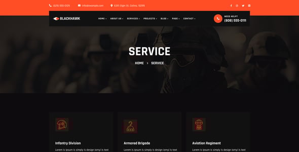 BlackHawak - Military Service PHP Template