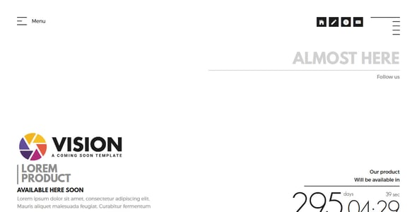 VISION - Creative Template For Coming Soon Page