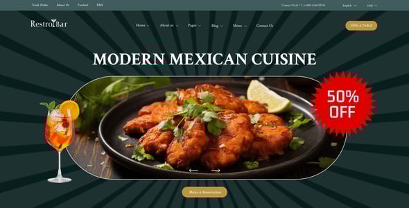 RestOBar - Restaurant & Bar Services Figma Template