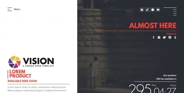 VISION - Creative Template For Coming Soon Page