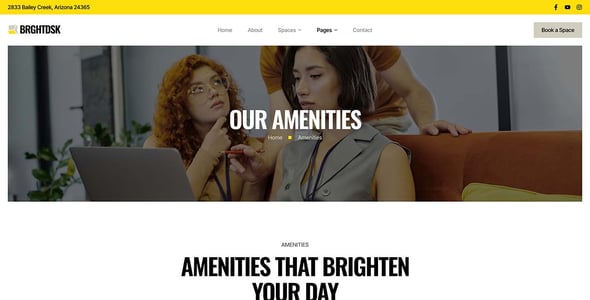 BrightDesk - Coworking Space & Creative Hub Elementor Template Kit