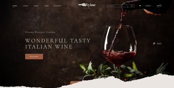 Wyine - Vineyard, Winery & Wine Shop Website Adobe XD Template