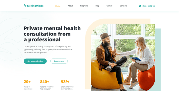 Talking Minds – Psychotherapist Template for XD