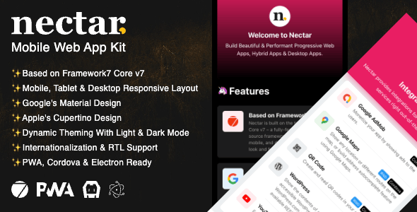 Nectar - Framework7 Mobile Web App Kit
