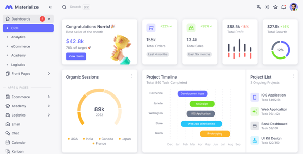 Materialize - Next.js, Vuejs, Nuxt, HTML, Laravel, Django, Asp.Net Material Design Admin Template