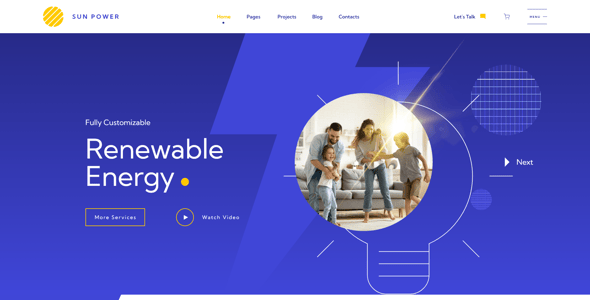 SunPower - Solar and Renewable Wind Energy Website Adobe XD Template