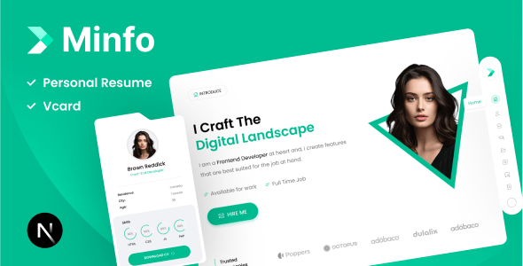 Minfo - Tailwind Personal Resume NextJS Template