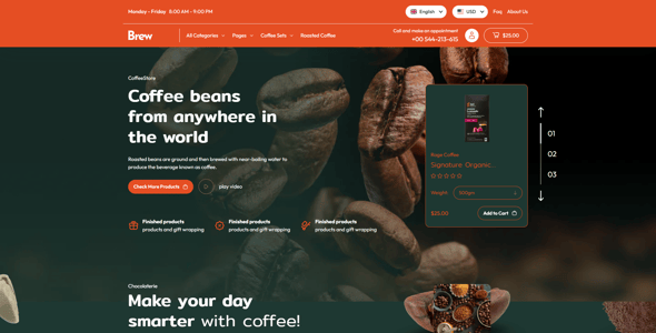 Brew - Coffee Shop & Cafe Shopify 2.0 Store