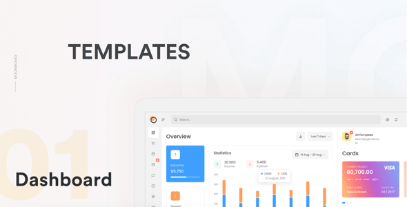 Moonboard – Admin Dashboard & UI Kit + Charts Kit Adobe XD Template