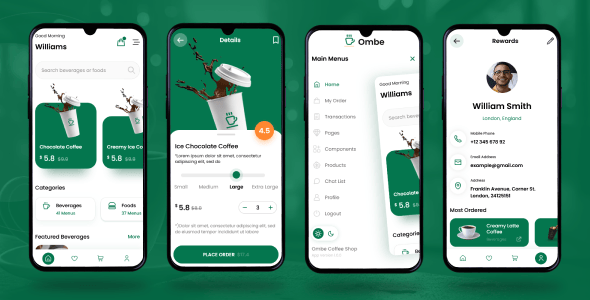 Ombe - Coffee Shop Mobile App Template (Bootstrap + PWA)