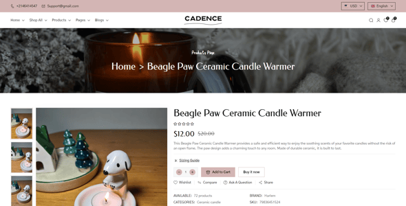 Cadence - Candles Shop Responsive Shopify 2.0 Theme