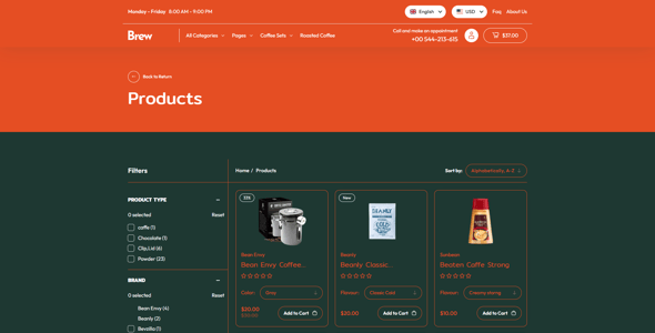 Brew - Coffee Shop & Cafe Shopify 2.0 Store