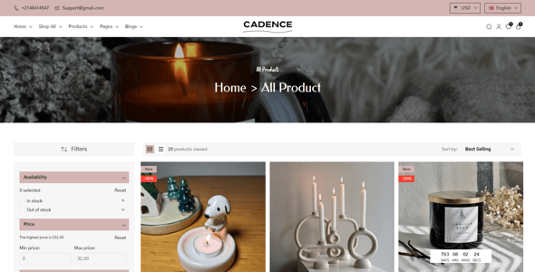 Cadence - Candles Shop Responsive Shopify 2.0 Theme