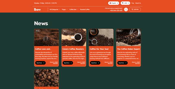 Brew - Coffee Shop & Cafe Shopify 2.0 Store